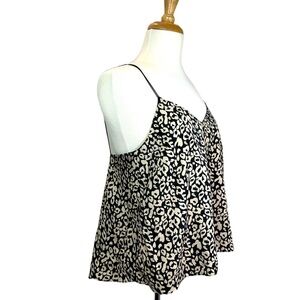 MOD REF The Leopard Top Camisole Black and Tan V-Neck Low Back Sz S, M NWT